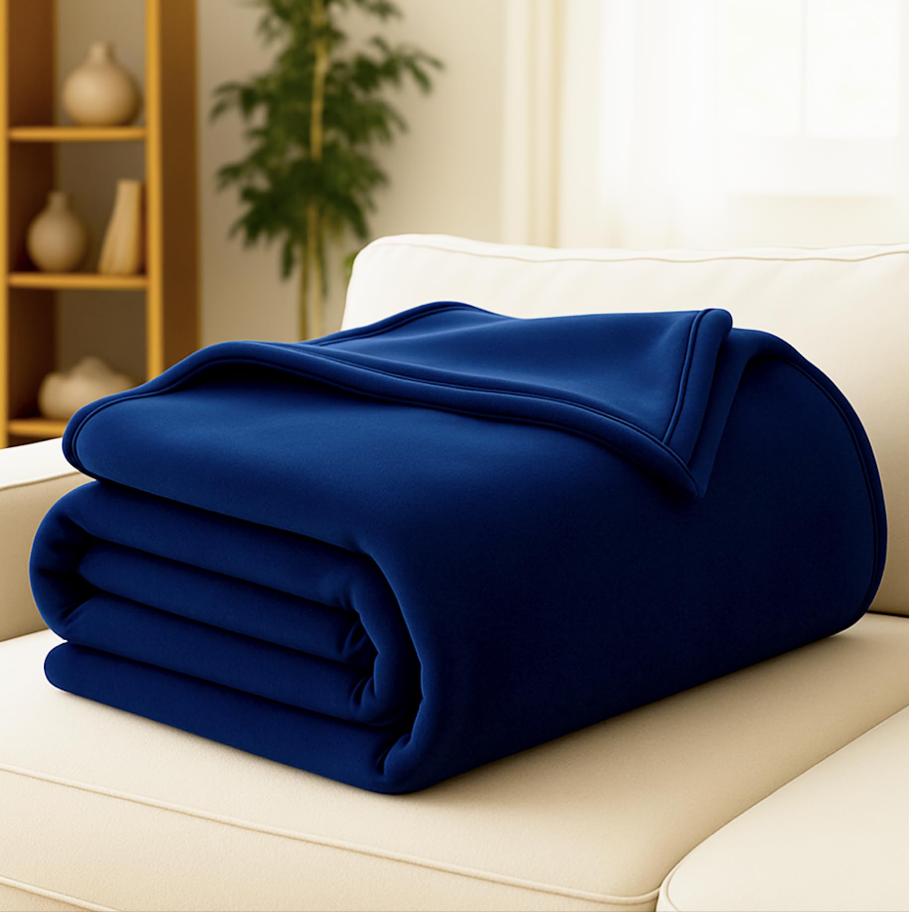 Roseate Polar Fleece Blanket (Single Bed) 300 GSM Plain Blanket for Winter Light Weight (Blue/ 152x220 cm) Pack of 1