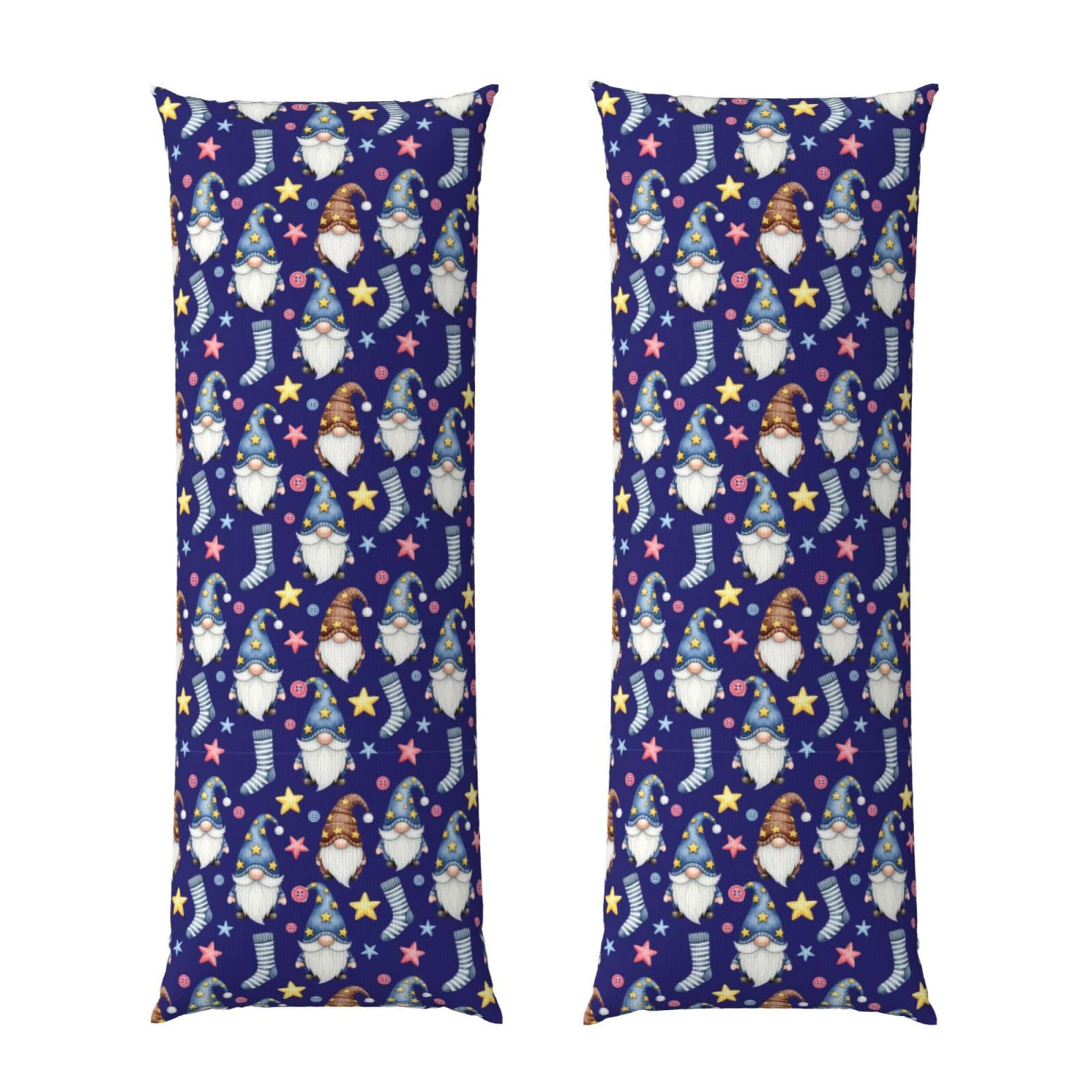 Body Pillow Cover 20x54 Inch, Watercolor Cute Gnomes Dark Blue, Plush Velvet Long Pillowcase with Zipper, Softffy Rectangular Case for Couch Bed Hotel Decor