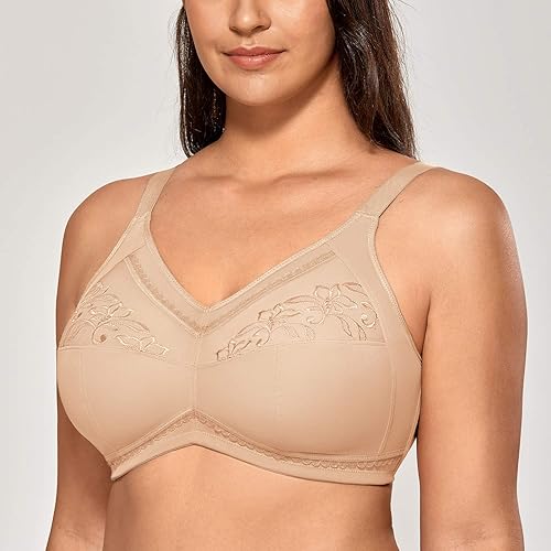 Miniatura 2 de DELIMIRA Bralette de algodón para mujer, con bolsillos para mastectomía, sin varillas, poscirugía, talla grande, para dormir