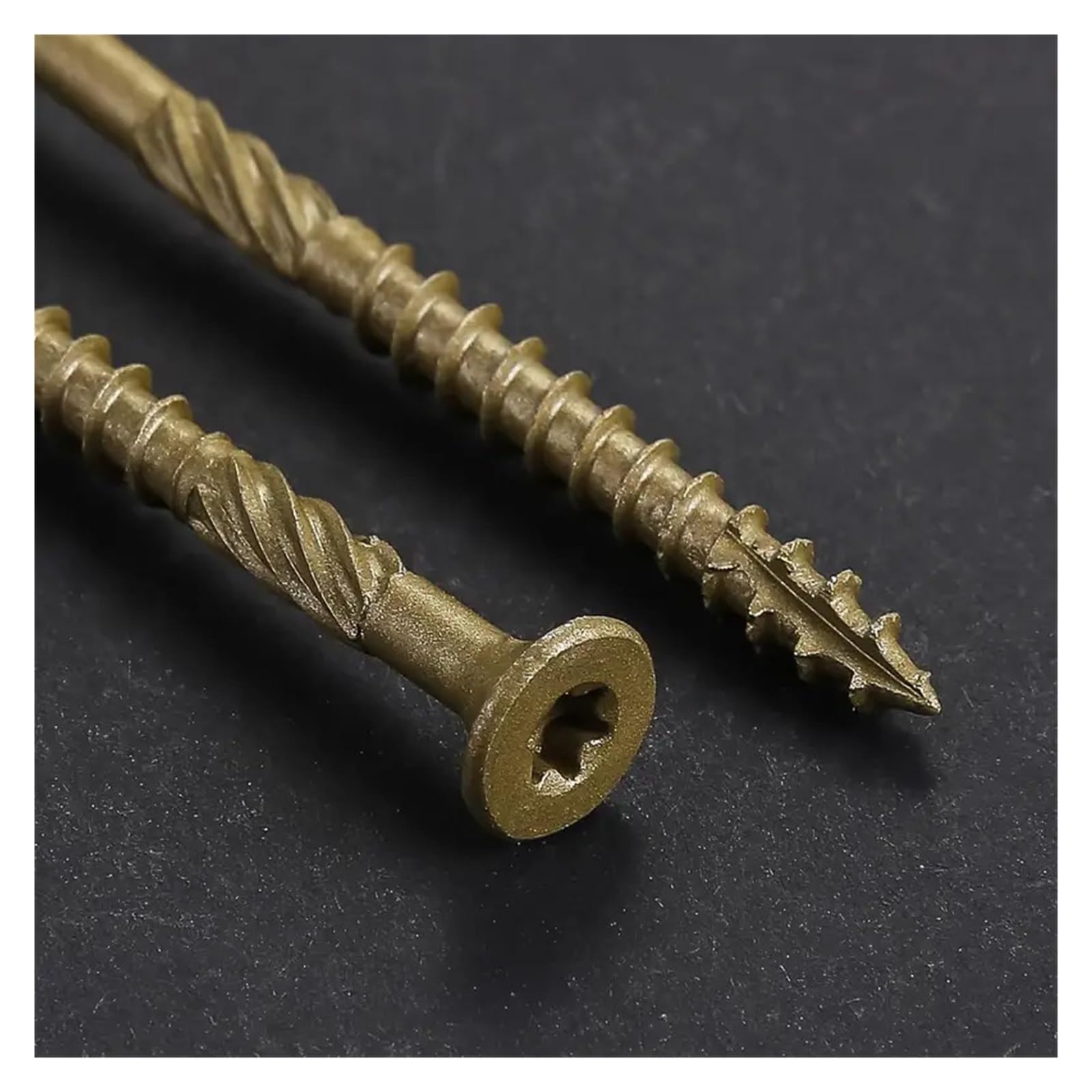 Vis à bois à tête plate 100 pièces #8x1-1/2", #8x2", #10x3" - Revêtement époxy antirouille brun doré, foret étoile T20 compatible avec(8x1-1 2)
