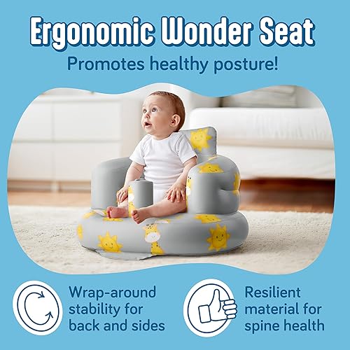 Miniatura 3 de SplashEZ Asiento inflable para bebé, silla de asiento para niños de 3 meses a 3 años, asiento de bebé inflable con bomba de aire para el hogar,
