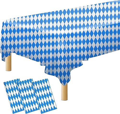 Miniatura 7 de Iceyyyy Oktoberfest - Mantel de mesa Oktoberfest de 54 x 108 pulgadas, diseño de bandera bávara con diamantes azules y bávaros para decoraciones de