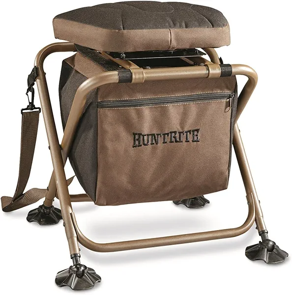 HUNTRITE 360 Swivel Hunting Blind Chair; 300 Pound Capacity, Folding, Lightweight, Portable, Padded Cushion Hunting Seat, Hunt Gear and Equipment