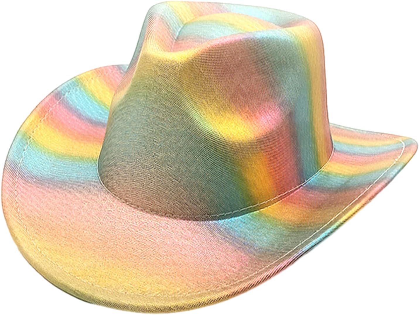 Dreamy Cowboy Hat Western Cowgirl Hat for Women Girl Photo Props Rainbow for Night Club Dancing Holiday Cowboy Hats for Women