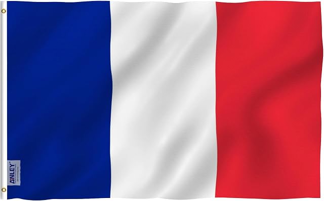 Anley Fly Breeze 3x5 Foot France Flag - Vivid Color and UV Fade Resistant - Canvas Header and Double Stitched - French National Flags Polyester with Brass Grommets 3 X 5 Ft