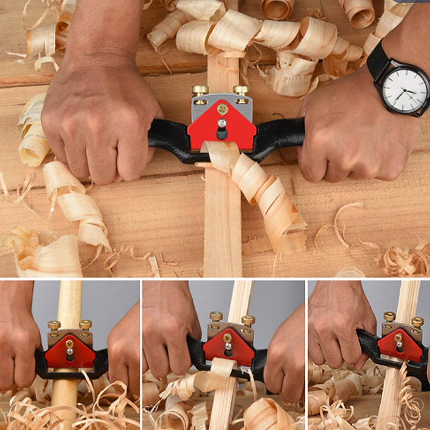 9" & 10" Adjustable Spokeshave with 4 Blades – Woodworking Hand Tool for Planing, Trimming, Carving, and Deburring