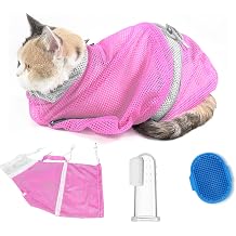 Cat Grooming Mesh Bag, Pink