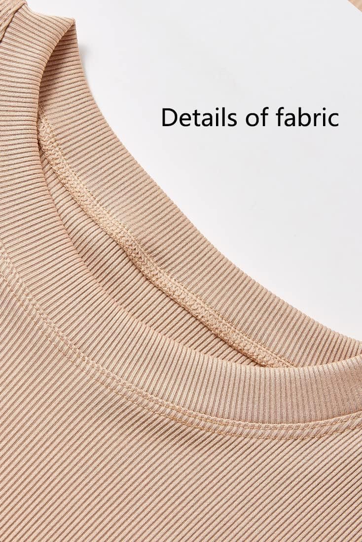 Lounge Wear Ribbed Casual 2 Piece Tracksuit Set Women Solid Skinny Short Sleeve O-Neck Top+Mid Waist Elastic Leggings - Image 4