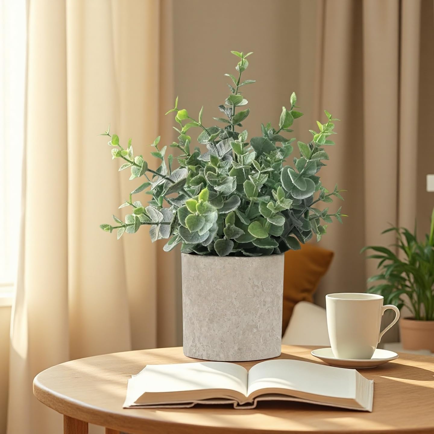 5 Pack Small Fake Plants for Home Decor, Artificial Plants Indoor Eucalyptus/Rosemary/Succulents, Small Faux Plants for Bathroom Bedroom (Green)