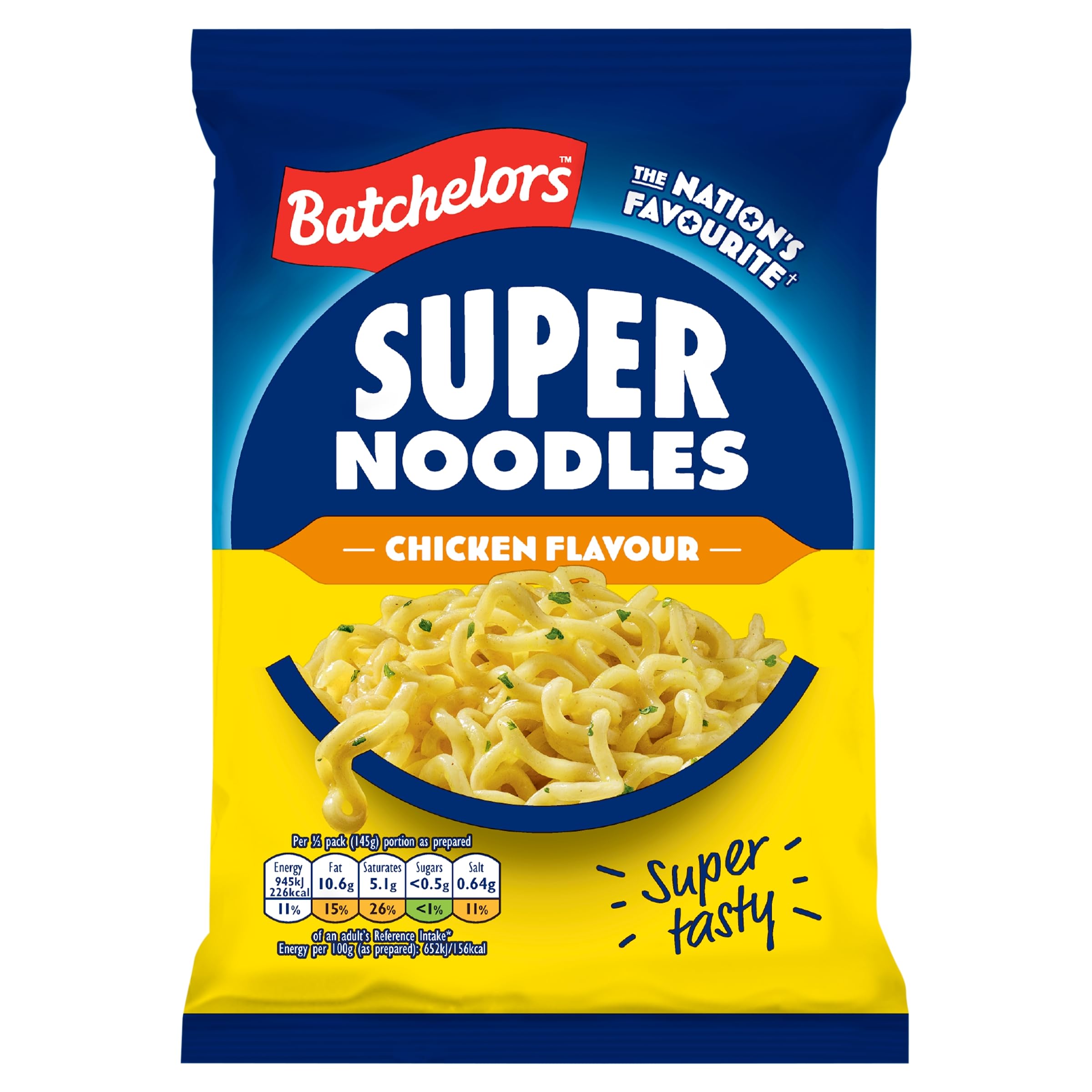 Batchelors Super Noodles, kurczak smak natychmiastowa przekąska gotowa w 4 minuty, opakowanie 90 g (1 opakowanie)