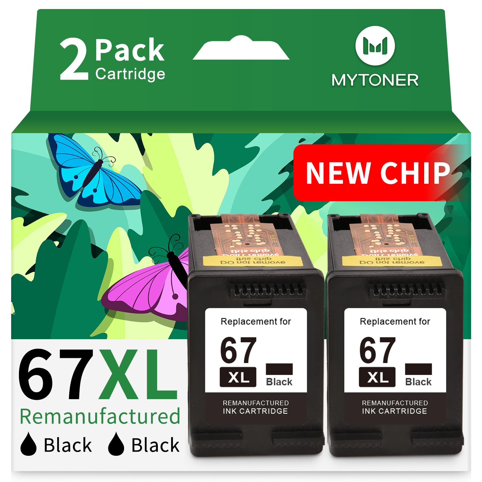MYTONER Remanufactured Ink Cartridge Replacement for HP Ink 67 67XL Black for DeskJet 2700e 2700 2755e 2755 2734e Envy 6055e 6400 6000 Envy Pro 6452