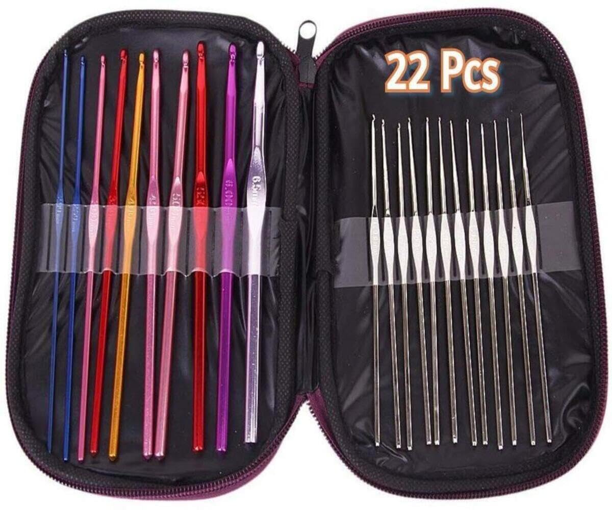 Tusmad crochet hooks set steel, Aluminium Crochet Hooks Knitting Needles Set withErgonomic Knitting Knit Needles, Weave Yarn Set Ultimate Sewing, Craft, Sweater, Woolen Cloth, Yarn, Thread Case (Multicolour) - 22 Piecesc (B08QMYVCH2) Amazon Price History, Amazon Price Tracker