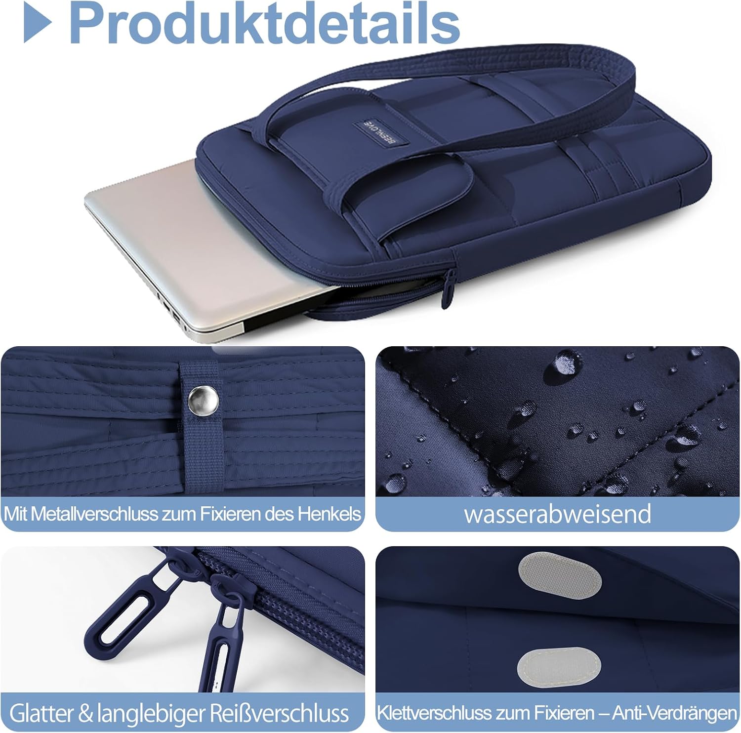 360° Protective Puffy Laptop Sleeve with Luggage Strap, 13-14 Inch Waterproof Quilted Laptop Bag with Shoulder Strap, Compatible with MacBook Air 13.6 M3 M2 M1, MacBook Pro 14, HP Dell Lenovo image 4