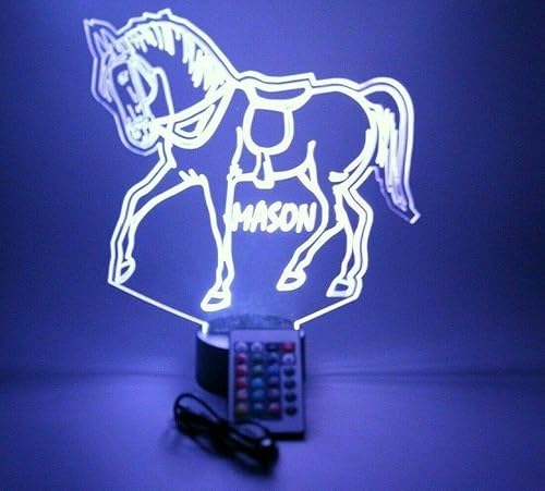 Miniatura 9 de MIRROR MANIA Lámpara LED de luz LED con nombre personalizado, luz nocturna grabada para caballos corriendo, jinete, semental, lámpara de mesa – It's
