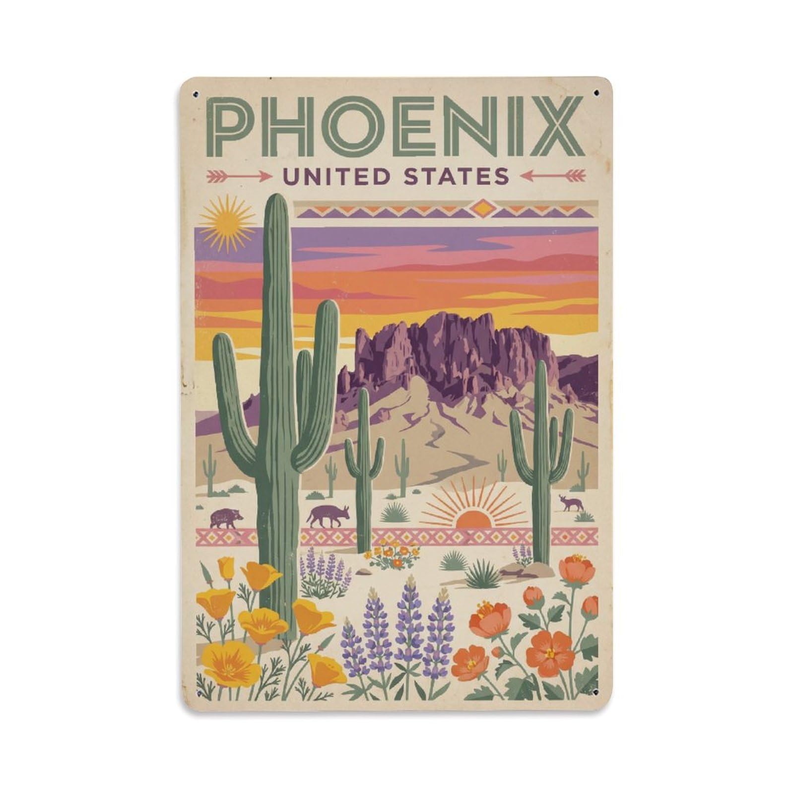 USA Phoenix Travel Retro Metal Tin Sign