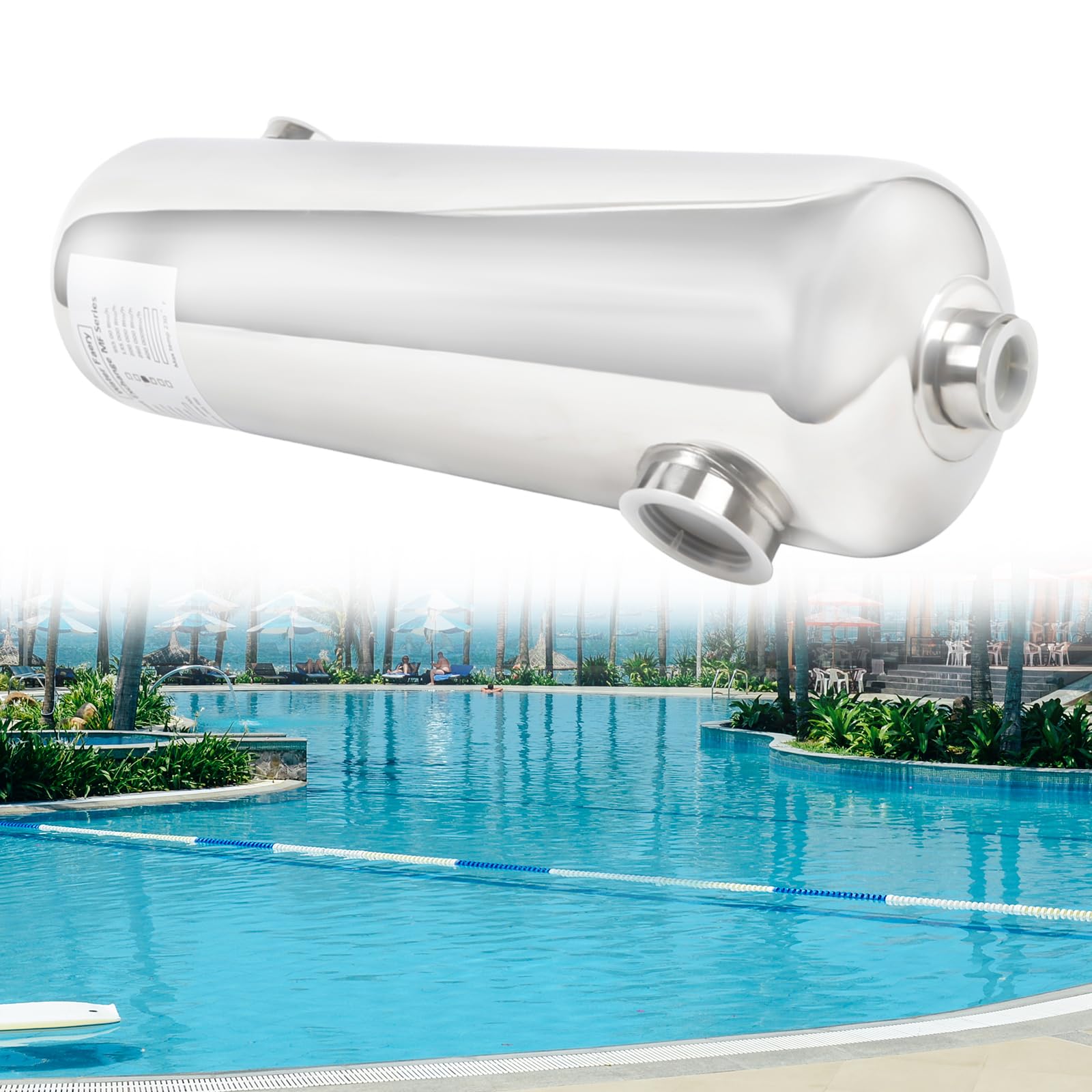 Swimspa, scambiatore di calore per piscina in acciaio inox, 28 kW/60 kW, scambiatore di calore per piscina 250 l/min, flusso acqua calda 30 l/min, per sistema piscina (28 KW)