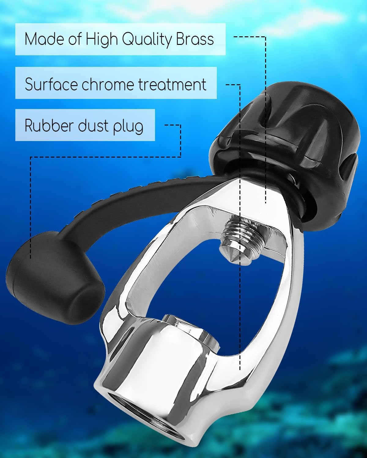 DIN to Yoke Regulator Adapter with Dust Cap Fit for Scuba Diving Tank Regulator, First Stage Converter for 200 to 300 Bar DIN Valve
