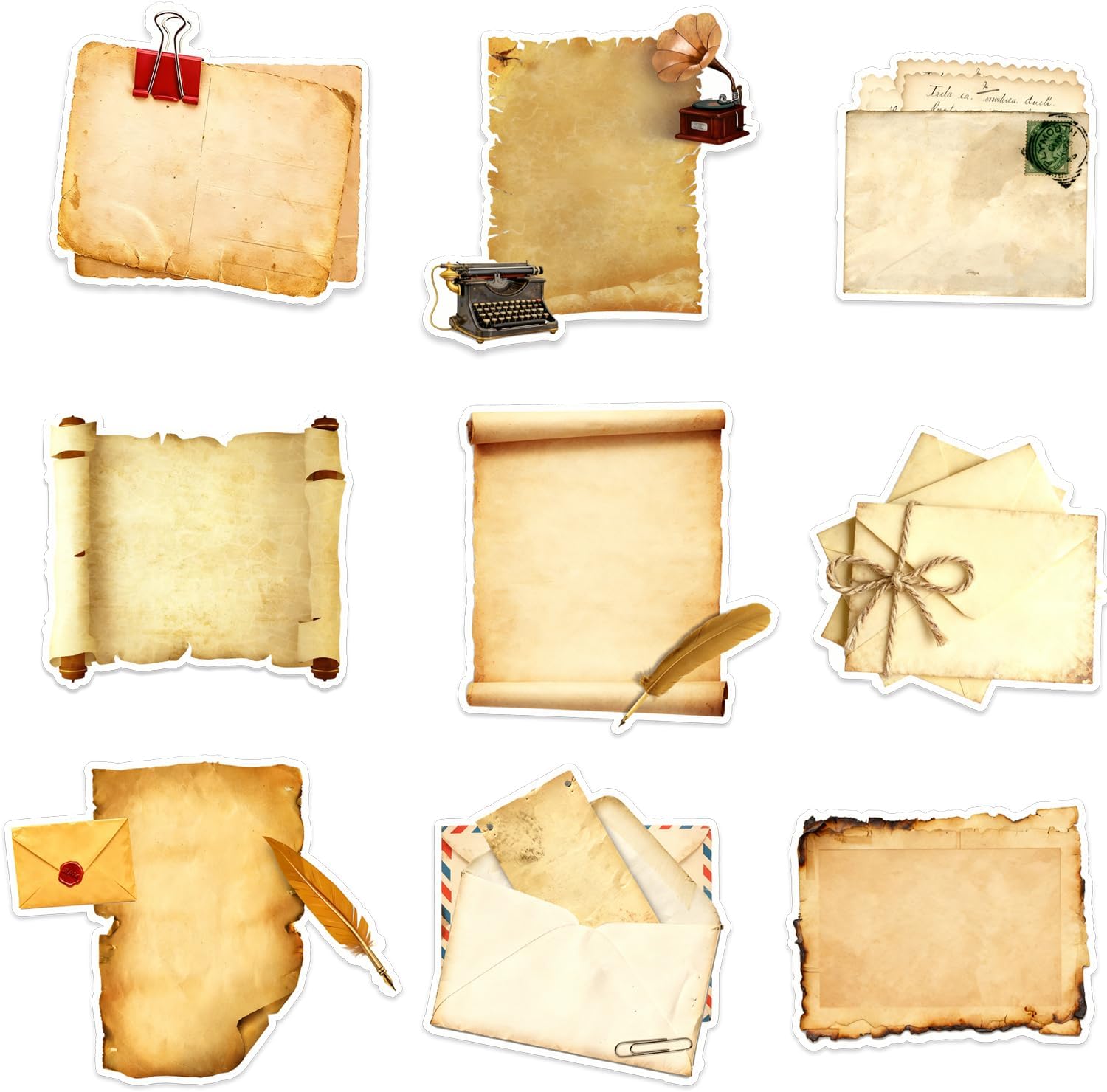 360 Sheets Vintage Antique Looking Sticky Notes Pad - Classic Old Writing Memo Pads Self-Adhesive Kraft Memo Pads for Scrapbooking, Journaling, Planners, and Retro Craft Decoration (Vintage Style)