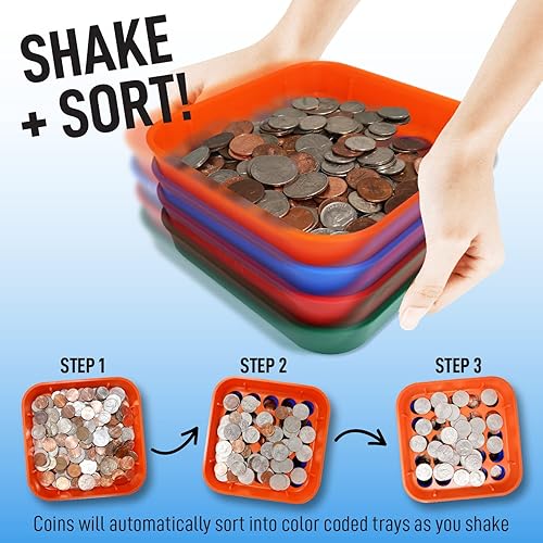 Miniatura 5 de Nadex Monedas Quick-Sort 4 bandejas organizadoras de monedas con 100 envoltorios de monedas (NCS81005)