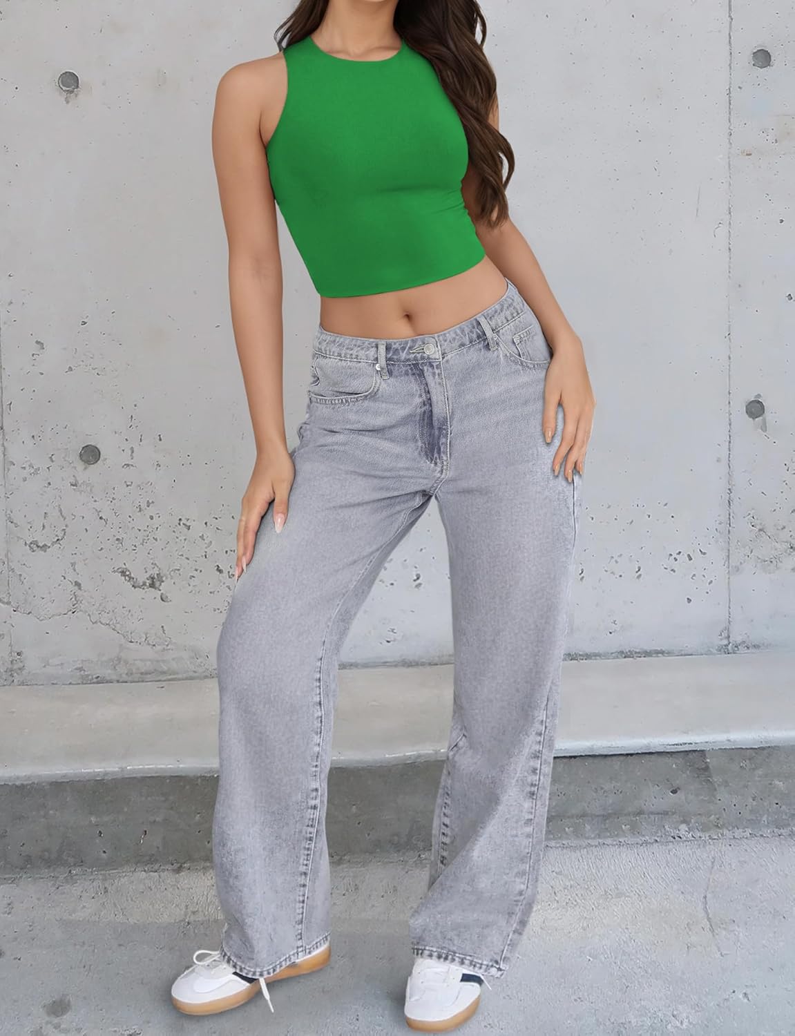 AURUZA Crop Tops for Women,Double Lined Crop Top,High Neck Cropped Tank Top Sleeveless Racerback Tops Basic Summer Shirt - Image 3