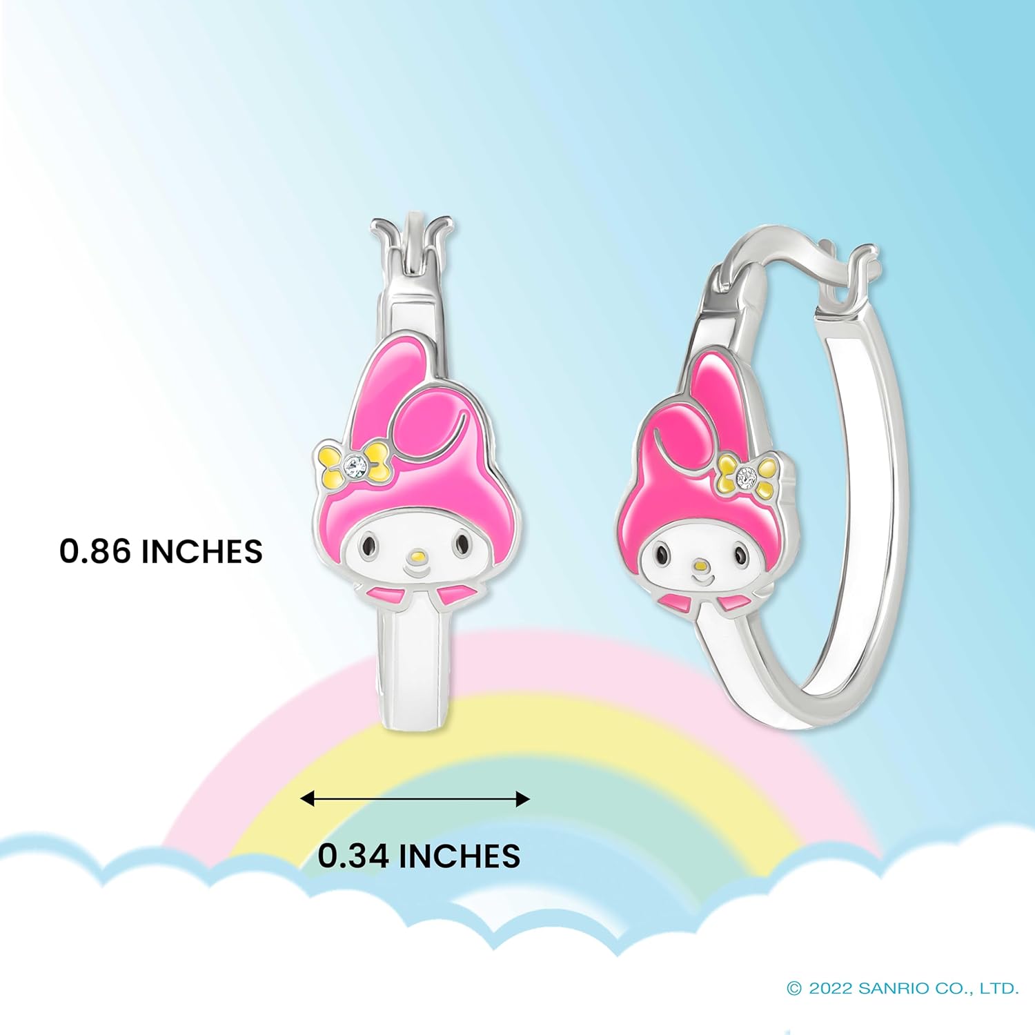 Sanrio Hello Kitty and Friends Women’s Hoop Earrings - Enamel Hello Kitty, Kuromi, My Melody Official License Gifts