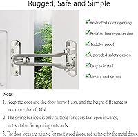 Vista 4 de Cerradura de puerta de seguridad para el hogar, paquete de 2 cerraduras de seguridad para puerta delantera, cerraduras de refuerzo para el hogar