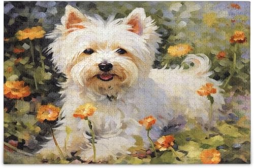 Rompecabezas de jardín de perros lindos de 500 piezas para adultos, rompecabezas educativos de aprendizaje, juguetes familiares difíciles y