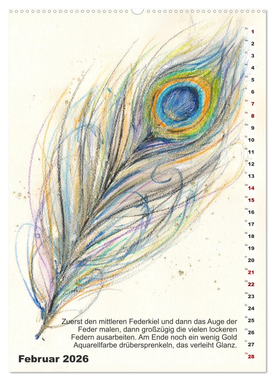 Mal mal mit Stiften (Wandkalender 2026 DIN A2 hoch), CALVENDO Monatskalender: Einfache Motive zum Nachmalen mit Stiften (CALVENDO Hobbys)