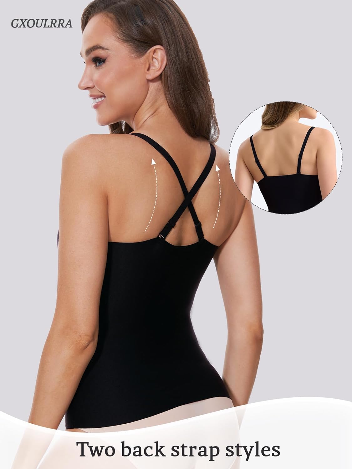 V-Neck Seamless Camisoles Tank Tops with Built in Bra for Women Summer Spaghetti Straps Tankini Camis - Image 4