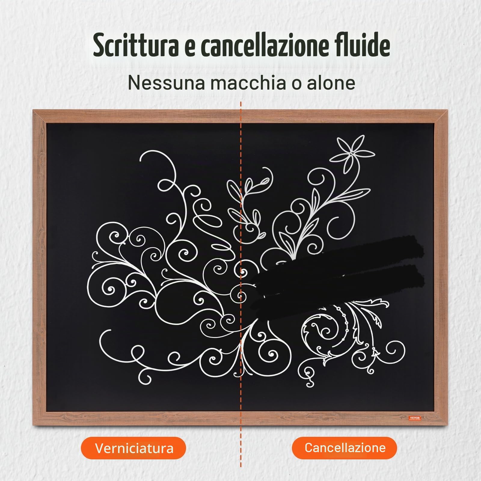 VEVOR Lavagna Magnetica Nera da Parete con Pennelli Cancellino Magnetico 889 x 1168 mm per Ristorante Osteria Evento Festa, Lavagna Nera a Gesso Magnetica Murale 5,2 kg per la Menù da Ristorante Bar
