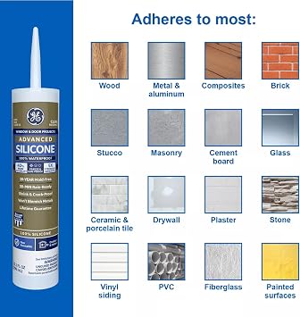 GE Advanced Silicone Window & Door Sealant Clear, 10.1 oz, 1, Cartridge