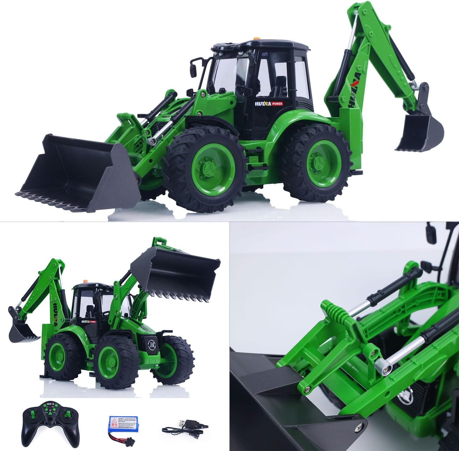 TOUCAN RC HOBBY US in Stock HUINA 1/14 Remote Control Backhoe Excavator 1579 2.4G 9CH RC Loader Model