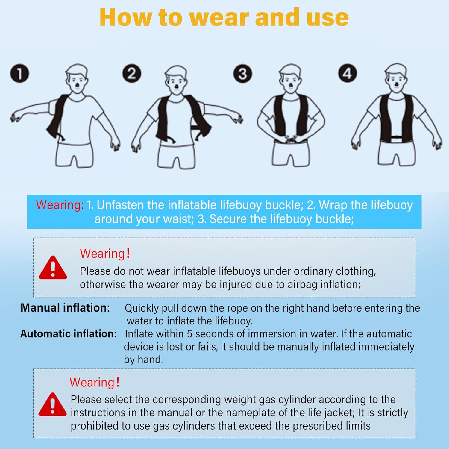 Adult Automatic PFD Vest, Inflatable Kayak Water Sports Vest for Kayaking SUP Paddleboarding Sailing Boating Fishing