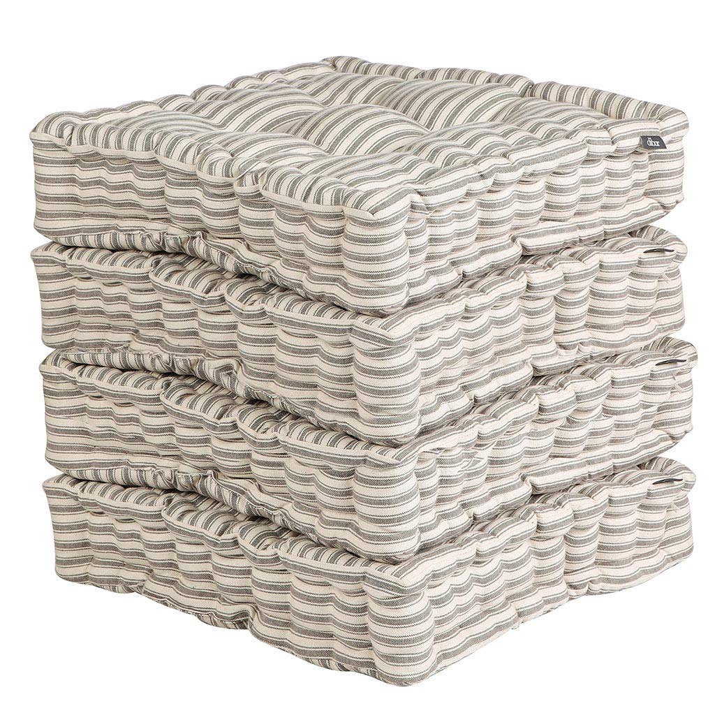 Dibor Dining Chair Seat Pad Set - 4 Chair Mattress Cushions (Grey Stripe) โ image 1