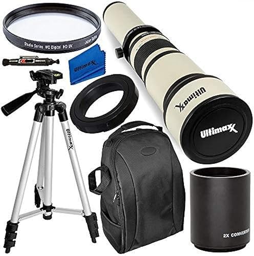 Ultimaxx Kit de lentes de zoom teleobjetivo de 25.591-51.181 in (con 2X- 51.181-102.362 in) para D7500, D500, D600, D610, D700, D750, D800, D810,