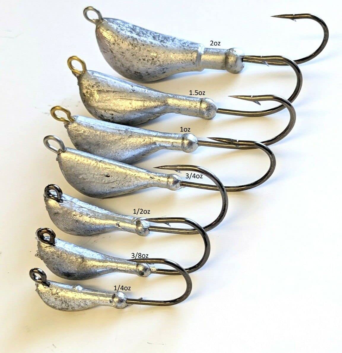 10 Painted"Banana" Blackfish Taug Fluke Jig Head Lure Ultra Point Hook - Ch/Gr 3/4 oz