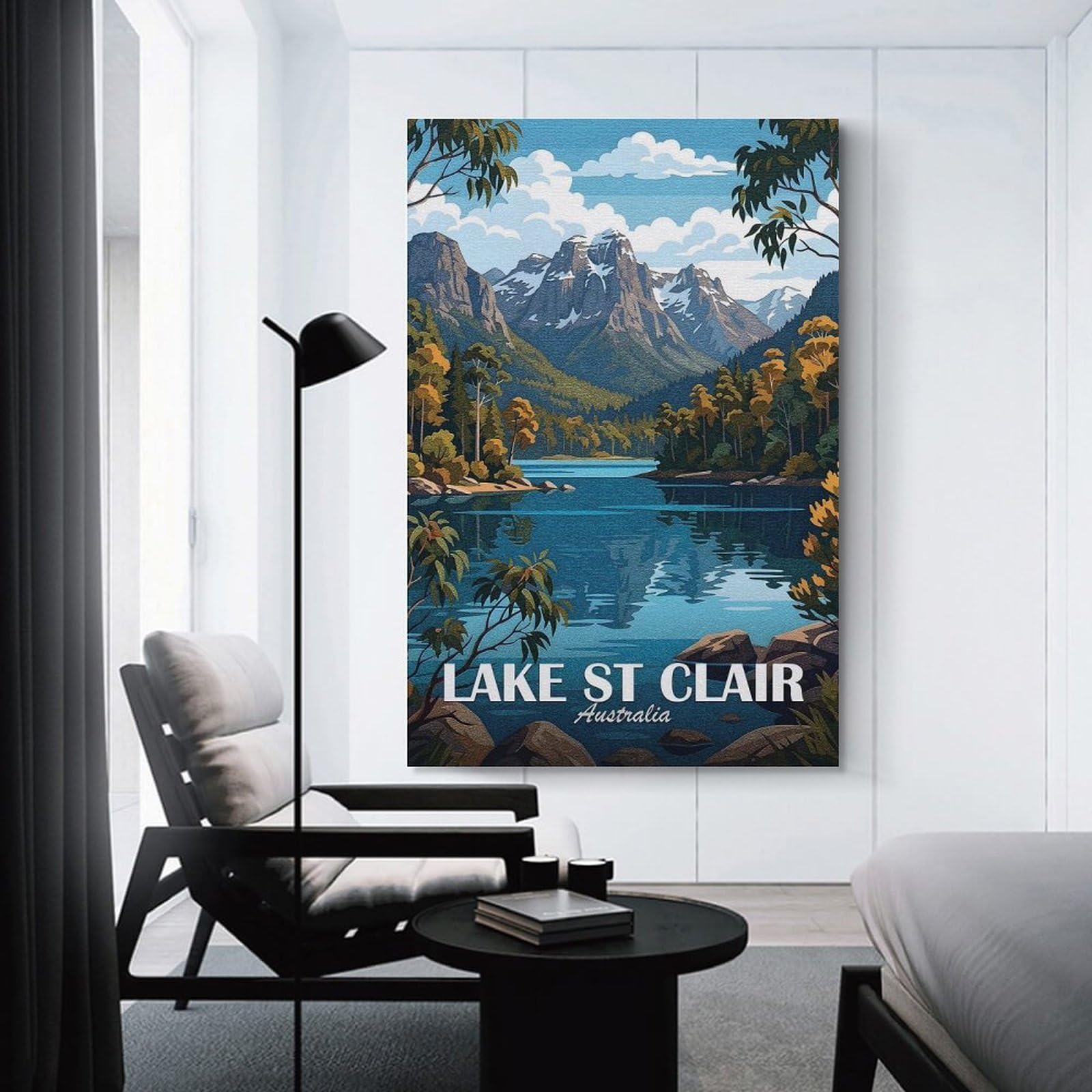Junmoney Lake St Clair Australia Landscape Decorative Wall Artwork 24x36inch(60x90cm), for Front Hall, Corridor Or Welcome Spaces, Decorative Wall Art for Narrow Spaces