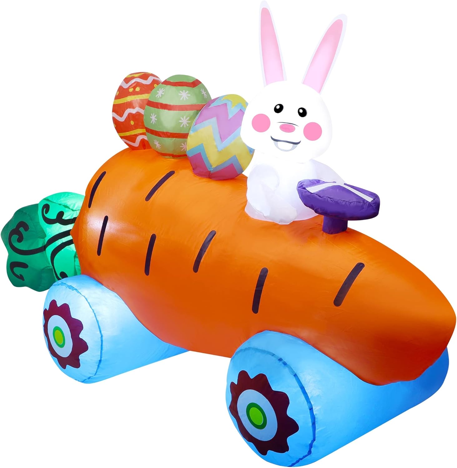 Easter Inflatables Outdoor Decorations, 6 FT Long Inflatable Bunny on Carrot Cart with Easter Eggs, Easter Blow up Yard Decorations for Indoor Outdoor Garden Lawn Holiday Party Decor - Image 9