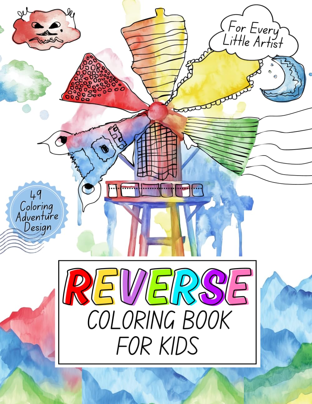 Reverse Coloring Book for Kids: Fun and Engaging Activity Book for Ages 4-8 | Add Outlines to Beautiful Watercolor Designs | Boost Kids Ability to