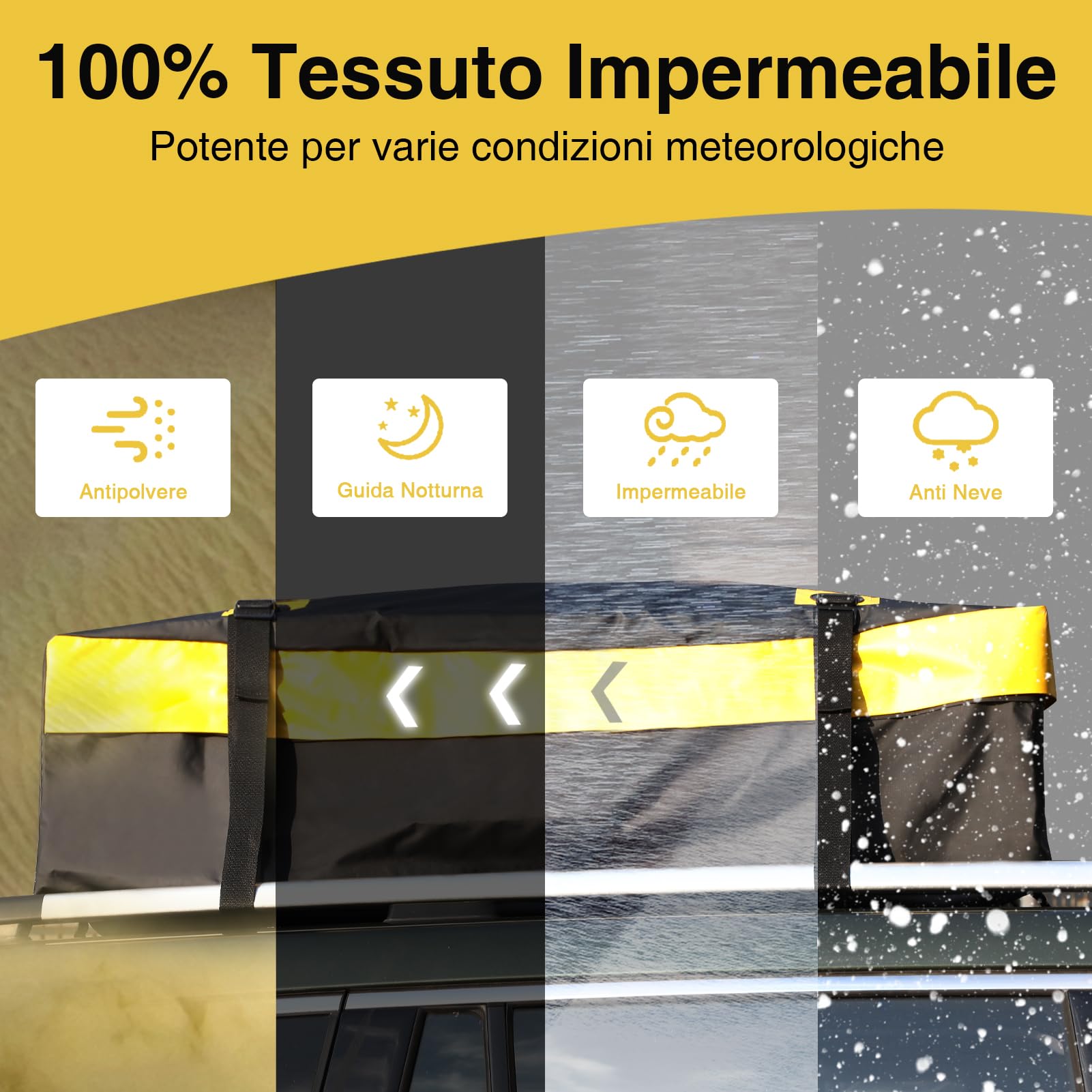 JOBYNA Borsa da Tetto, 15 Piedi Cubi /425 L Bagaglio da Tetto Impermeabile, Box Tetto Auto Pieghevole per Auto Con/Senza Portapacchi, Include Tappetino Antiscivolo+2 Cinghie+ 6 Ganci+Lucchetto