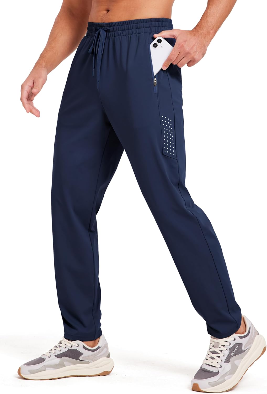 Men's Athletic Joggers Pants Stretch Tapered Casual Track Pants Elastic Waist Workout Jogging Sweatpants Zip Pockets