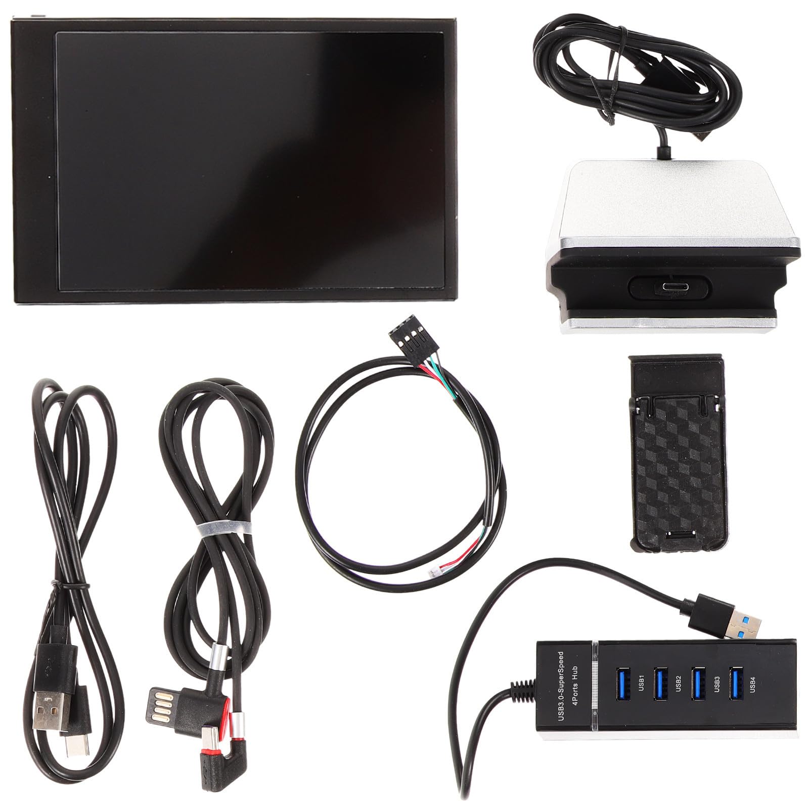 Mipcase Monitor per Case Pc, Display Secondario Usb, Monitor Temperatura Computer, Schermo Ips 3,5" 320x480, Nero, Doppia Porta Usb, Installazione Facile, per CPU Gpu Ram Hdd, Software
