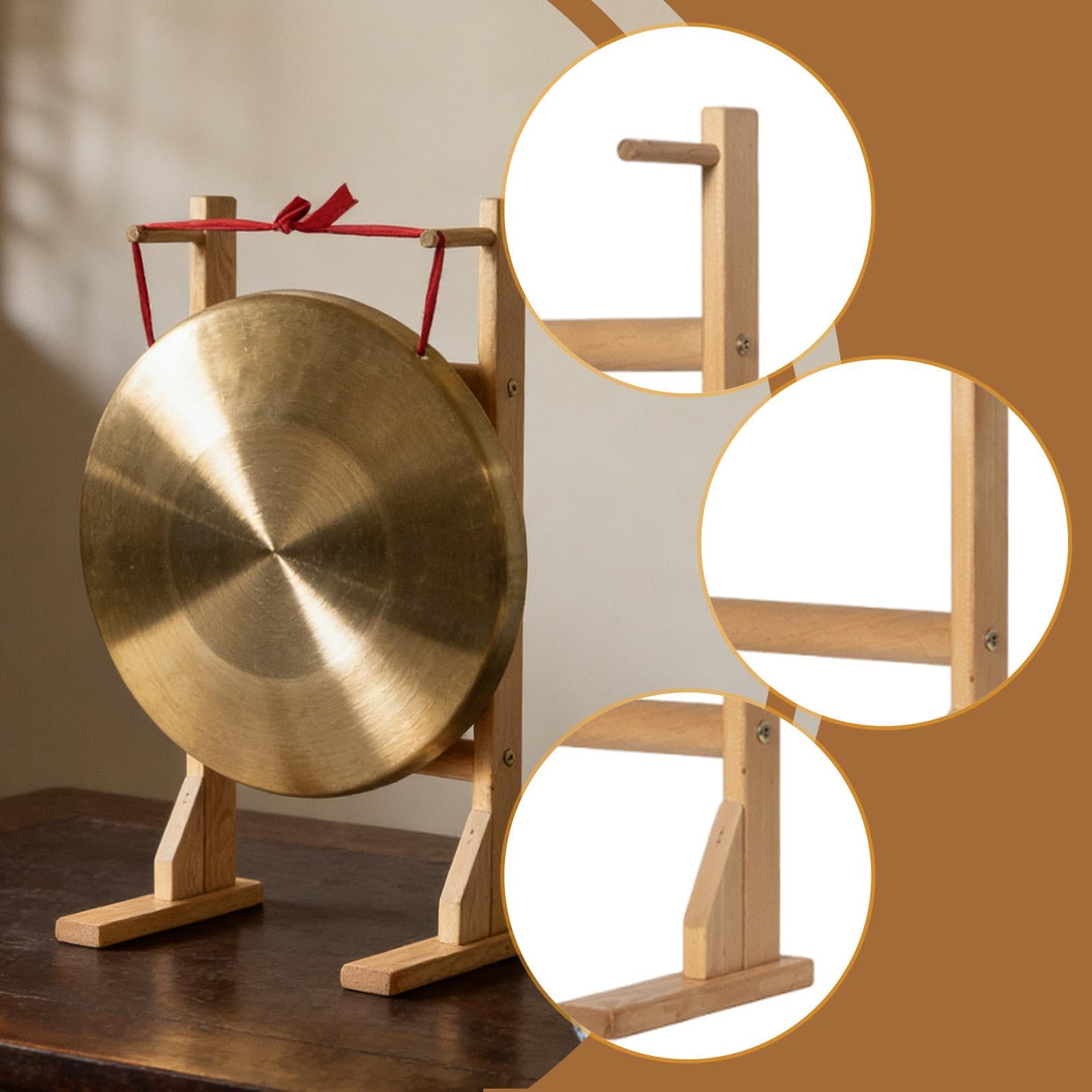 Support En Bois pour Gong Portable jusqu'à 15,75 Pouces (40 Cm) - Présentoir pour Gongs.