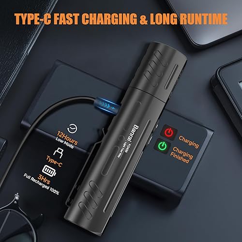 Miniatura 6 de Linternas Magnéticas Recargables Pequeñas de Alto Lumen - Linterna Táctica LED USB C Súper Brillante y Potente, 8 Modos, Linterna de Bolsillo