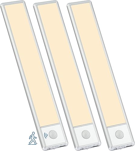 Miniatura 8 de YLXS 51 luces LED con sensor de movimiento para debajo del gabinete, luces magnéticas recargables de 12 pulgadas, barra de luz nocturna inalámbrica,