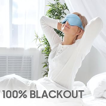 Sleep Mask - Total Blackout 3D Sleeping Mask, Super Lightweight & Silky Soft Eye Mask for Sleeping, Fully Adjustable Fit for Home, Traveling, Meditation, Yoga, Light Blue, Mothers Day Gifts