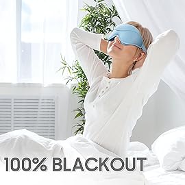 MOEASEii Sleep Mask - Total Blackout 3D Sleeping Mask, Super Lightweight & Silky Soft Eye Mask for Sleeping, Fully Adjustable Fit for Home, Office, Traveling, Meditation, Yoga, Light Blue