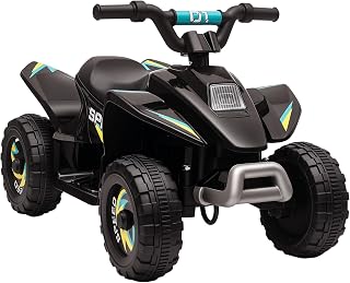 Aosom 6V Kids ATV 4-Wheeler Ride on Car for 18-36 Months Old Toddlers Black | Electric Motorized Quad, Battery Powered Vehicle, Forward/Reverse Switch