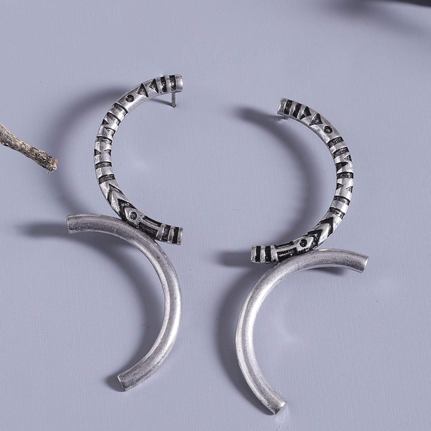 Aztec Bar Half Circle Earrings