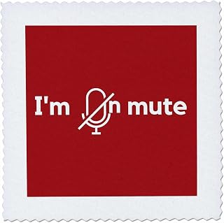 8x8 inch Quilt Square - Mute Button with Text 3dRose Mary Aikeen-Work from Home Quotes
